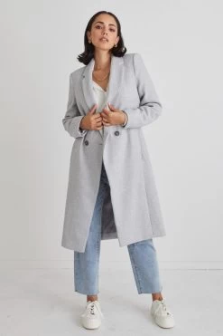 Wall St Grey Longline Coat
