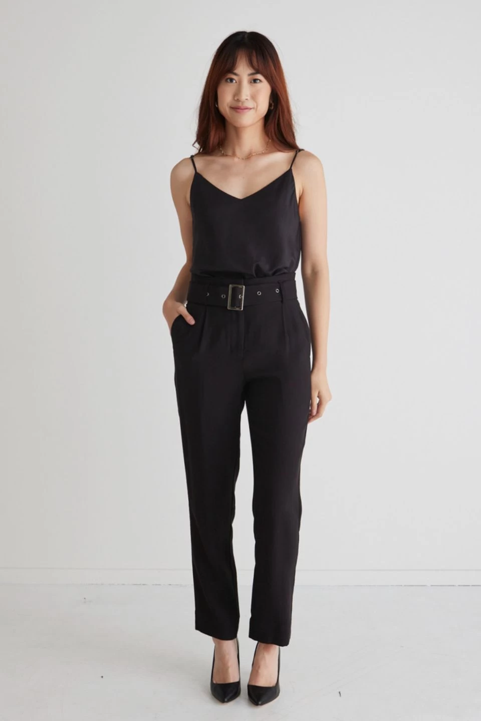 New York Black High Waist Belted Slim Pant 4 New York Black High Waist Belted Slim Pant - Image 2