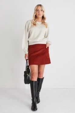 Credible Rust Cord Mini Skirt