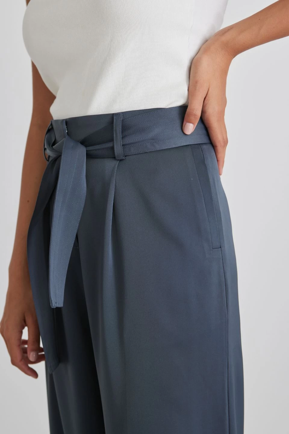 Seductive Petrol Satin Wide Leg Pant 7 Seductive Petrol Satin Wide Leg Pant - Image 5