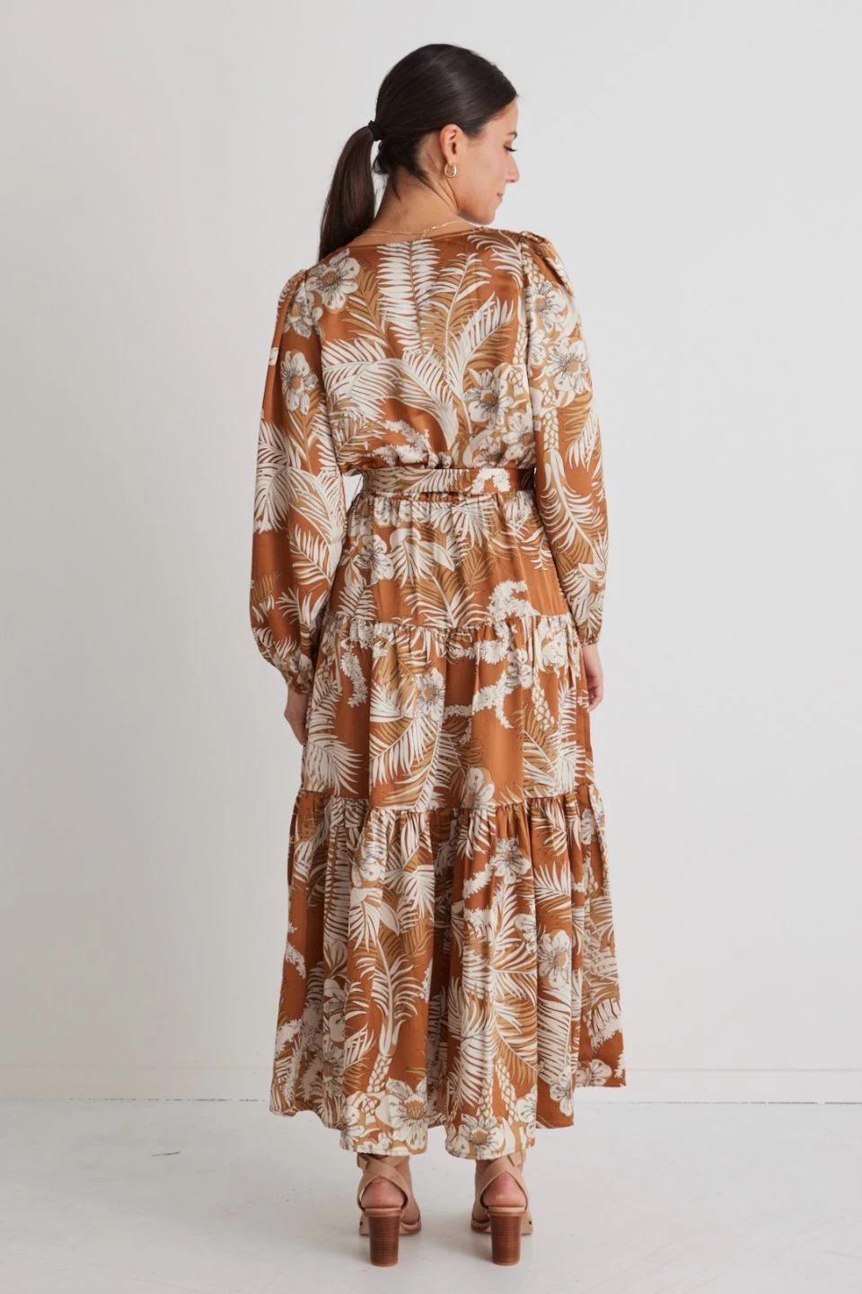 Twilight Rust Floral LS Tiered Maxi Dress 6 Twilight Rust Floral LS Tiered Maxi Dress - Image 4