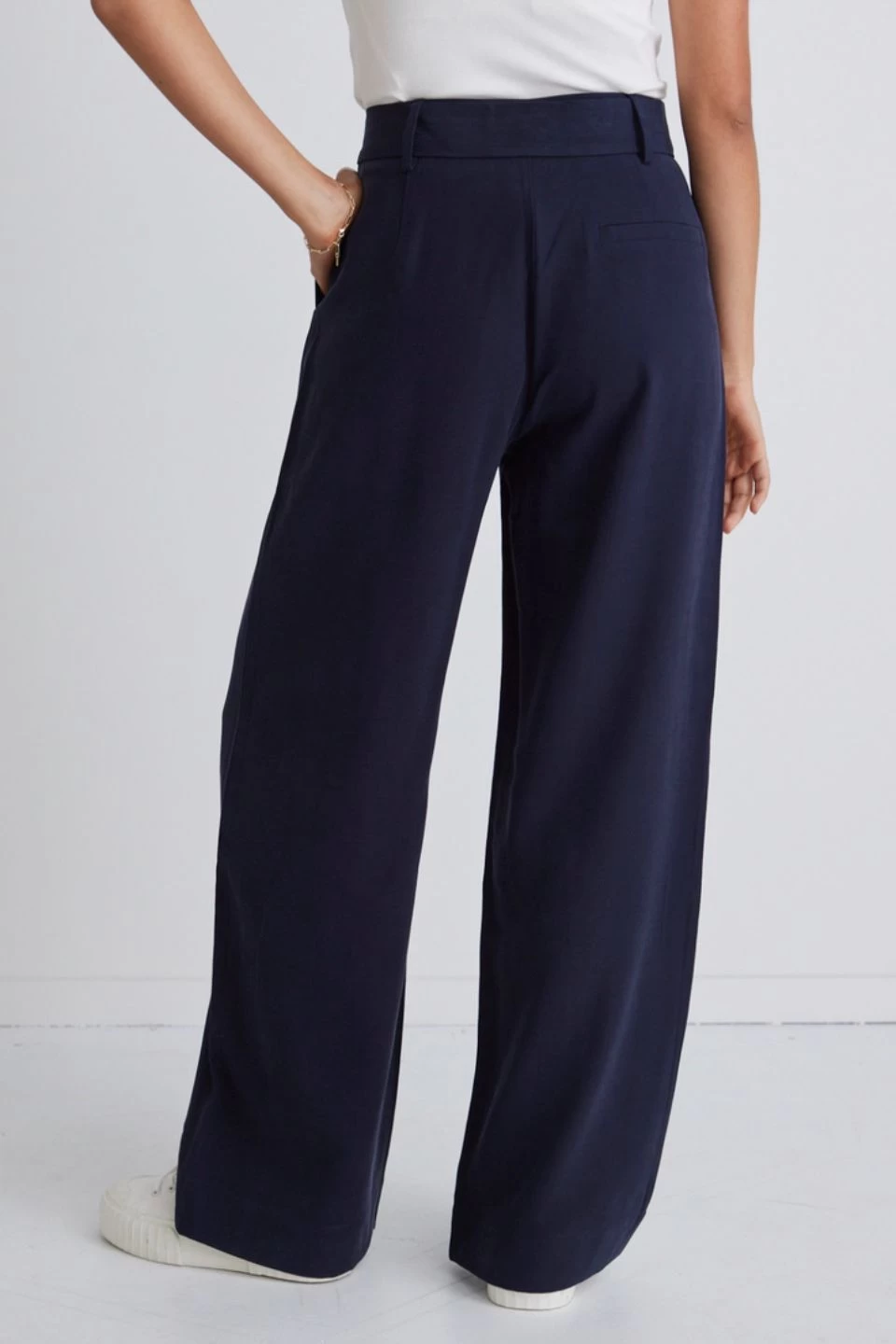 Fearless Navy Pleat Front High Waist Belted Wide Leg Pant 8 Fearless Navy Pleat Front High Waist Belted Wide Leg Pant - Image 6