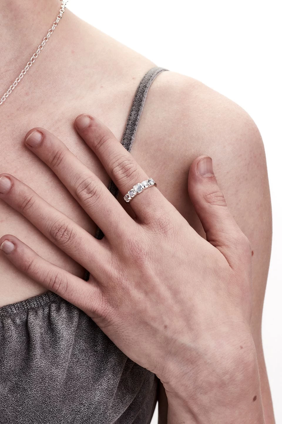 Halo Moonstone Cluster Ring 4 Halo Moonstone Cluster Ring - Image 2