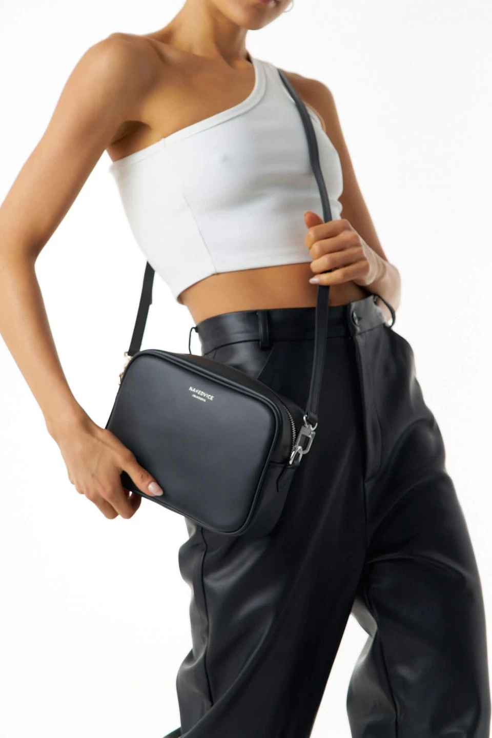 The 1995 Silver Zip Crossbody Nappa Bag Black Leather 4 The 1995 Silver Zip Crossbody Nappa Bag Black Leather - Image 2