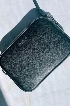 The 1995 Silver Zip Crossbody Bag Pebble Black Leather 10 The 1995 Silver Zip Crossbody Bag Pebble Black Leather -Fashion Clothing Store 1995 silver side 1