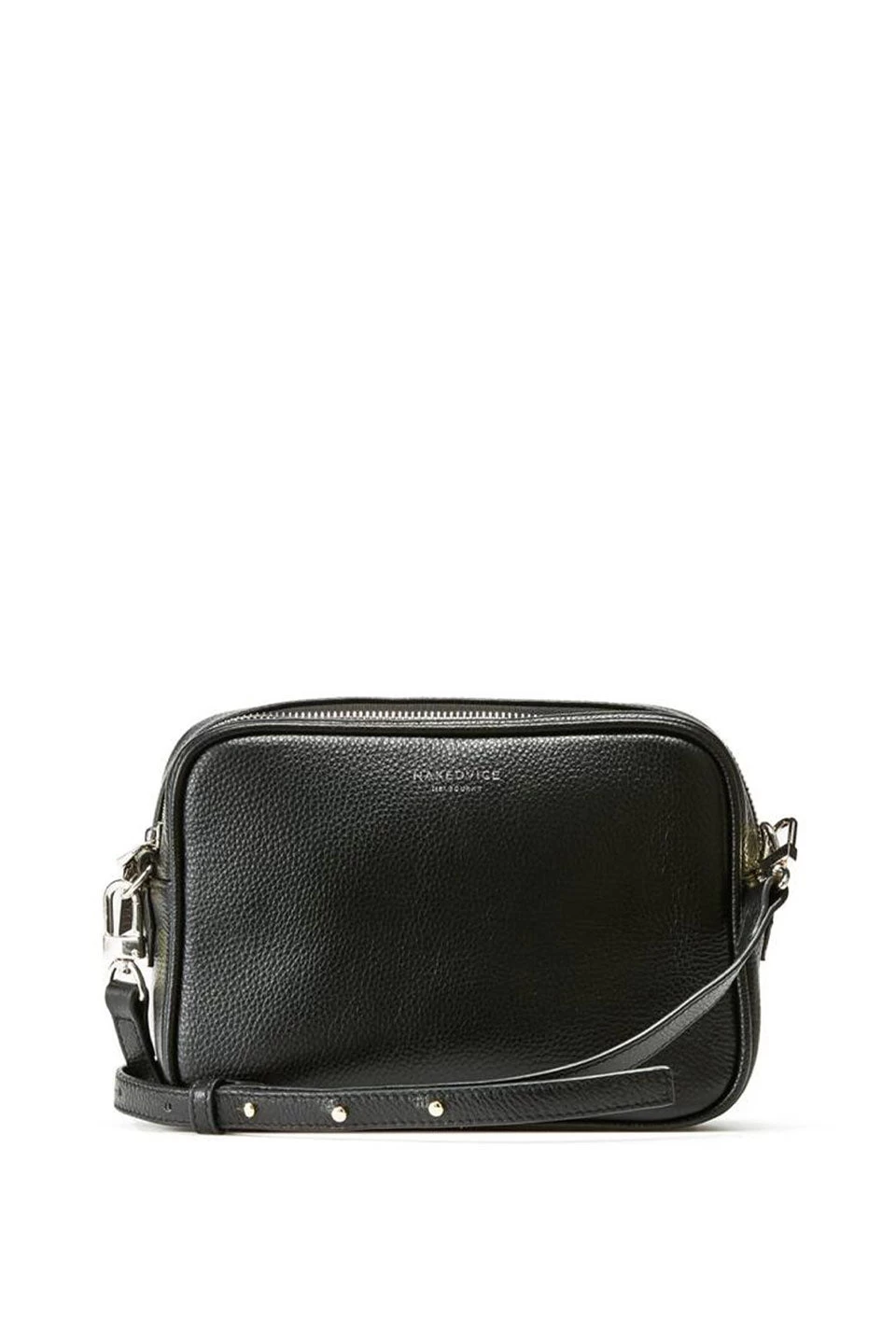 The 1995 Silver Zip Crossbody Bag Pebble Black Leather 3 The 1995 Silver Zip Crossbody Bag Pebble Black Leather