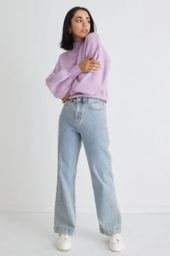 London Lilac Funnel Neck Chunky Knit Jumper -Fashion Clothing Store 19D31C87 AD2B 4CE2 832C F4A634C714C3 1 201 a