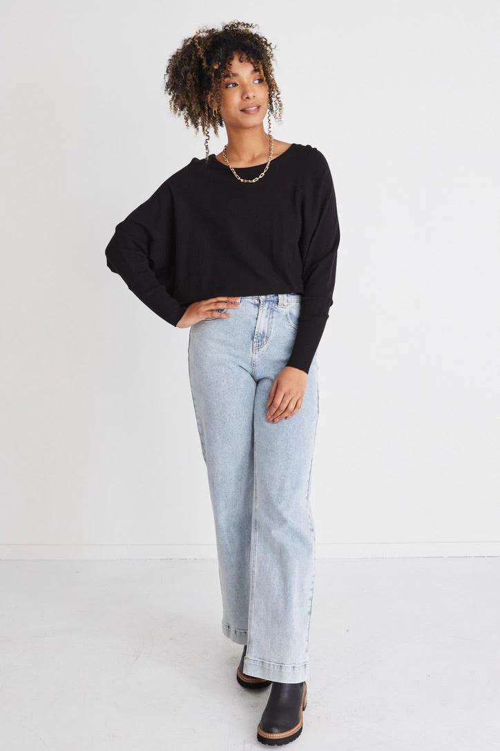 Serene Black Soft Fine Knit Batwing Jumper 5 Serene Black Soft Fine Knit Batwing Jumper - Image 3