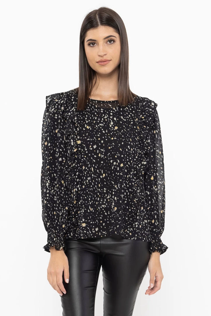 Resliliant Golden Glitter Frill Shoulder LS Top 4 Resliliant Golden Glitter Frill Shoulder LS Top - Image 2