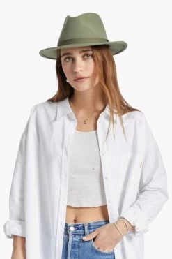Brixton Messer Fedora Olive Wool Felt Hat