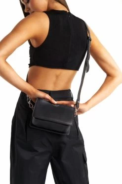 Scotti Silver Black Leather Double Zip Thick Strap Crossbody Bag 8 Scotti Silver Black Leather Double Zip Thick Strap Crossbody Bag -Fashion Clothing Store 2021 10 21 NV12 Paris2 Stills 0945 1