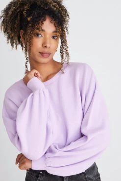 Impulse Lilac Cotton Crew Neck Fine Knit Jumper