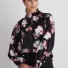 Embrace Pink Vintage Floral Shirred Neck Top