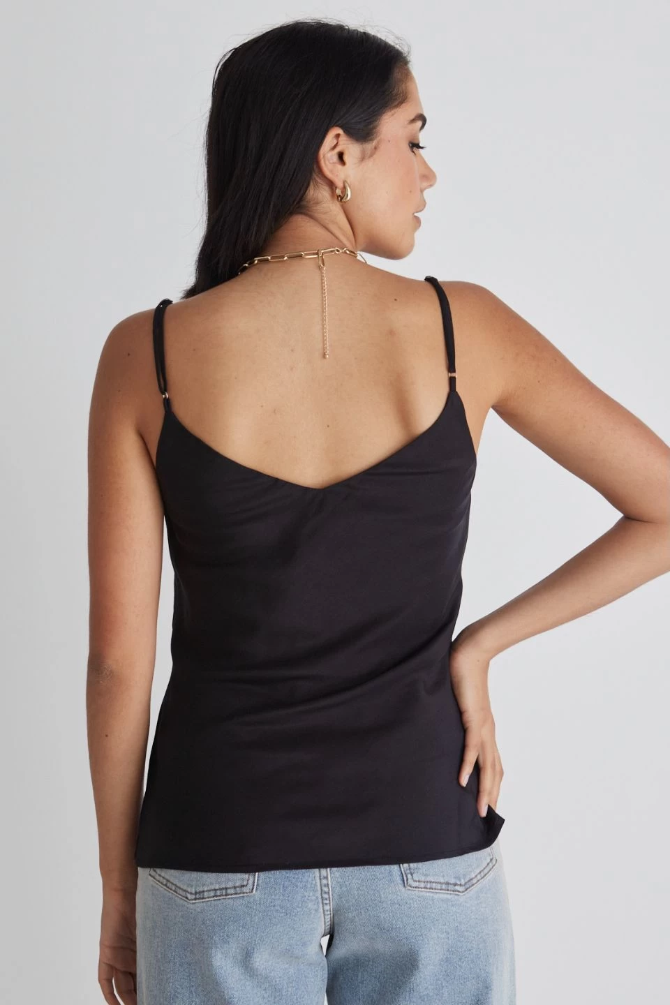 Moonlight Black Satin Bias V Neck Cami 6 Moonlight Black Satin Bias V Neck Cami - Image 4