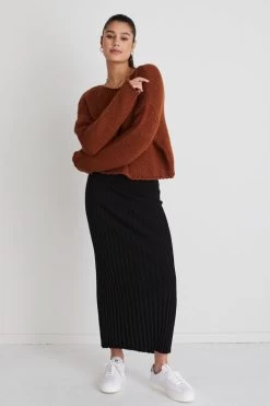 Lime Light Black Rib Knit Skirt