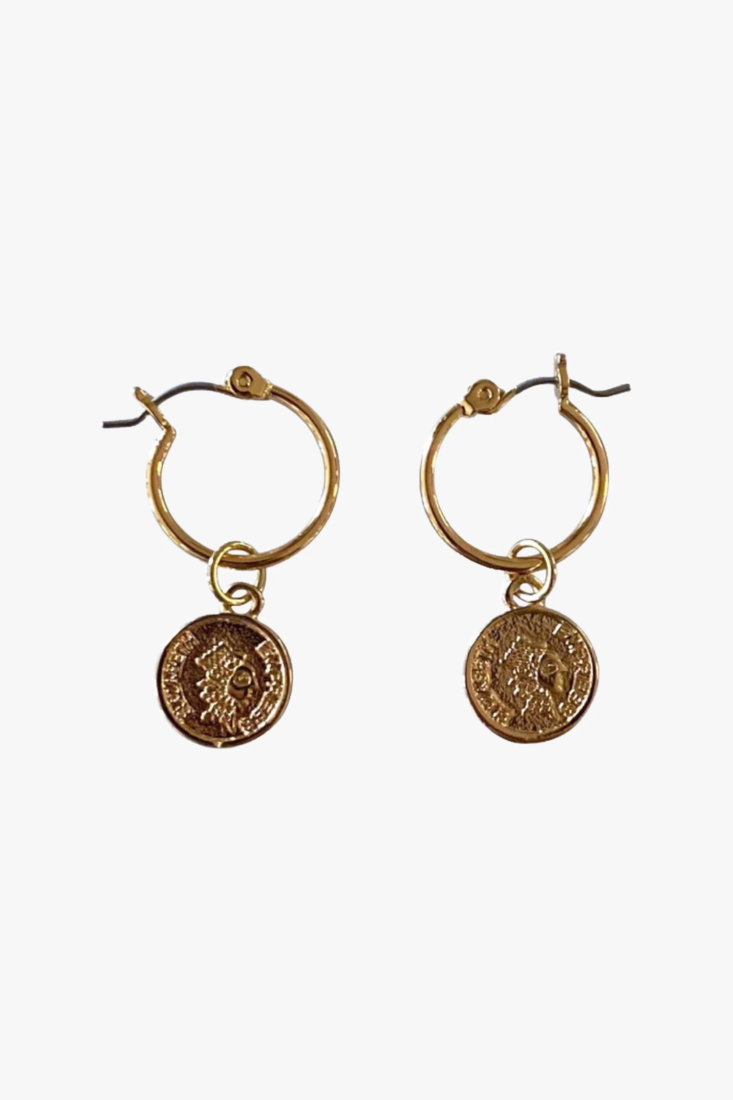 Coin Sleeper Earrings Gold 3 Coin Sleeper Earrings Gold