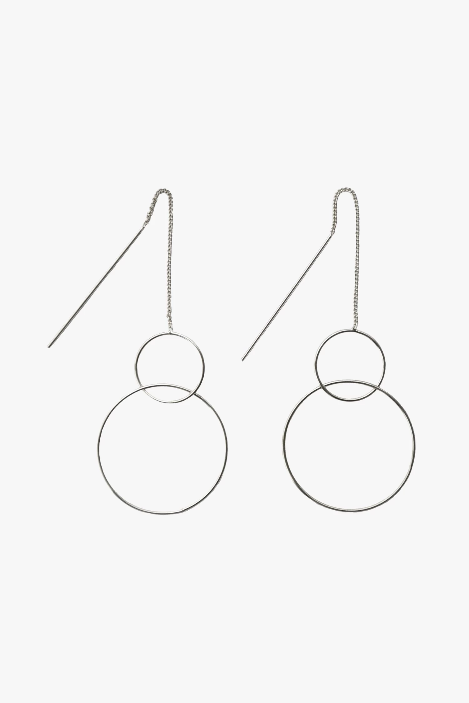 Circle Thread Thru Rhodium Earrings 3 Circle Thread Thru Rhodium Earrings