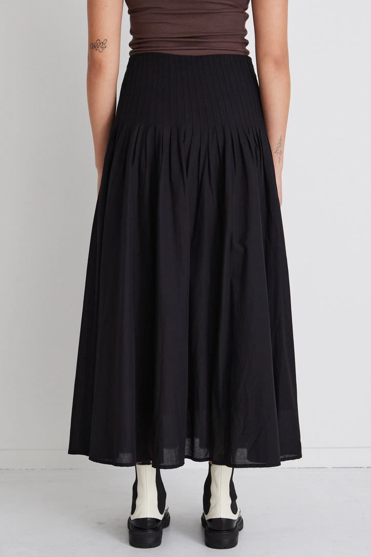 Pepe Black Cotton Pintuck Waist Midi Skirt 8 Pepe Black Cotton Pintuck Waist Midi Skirt - Image 6