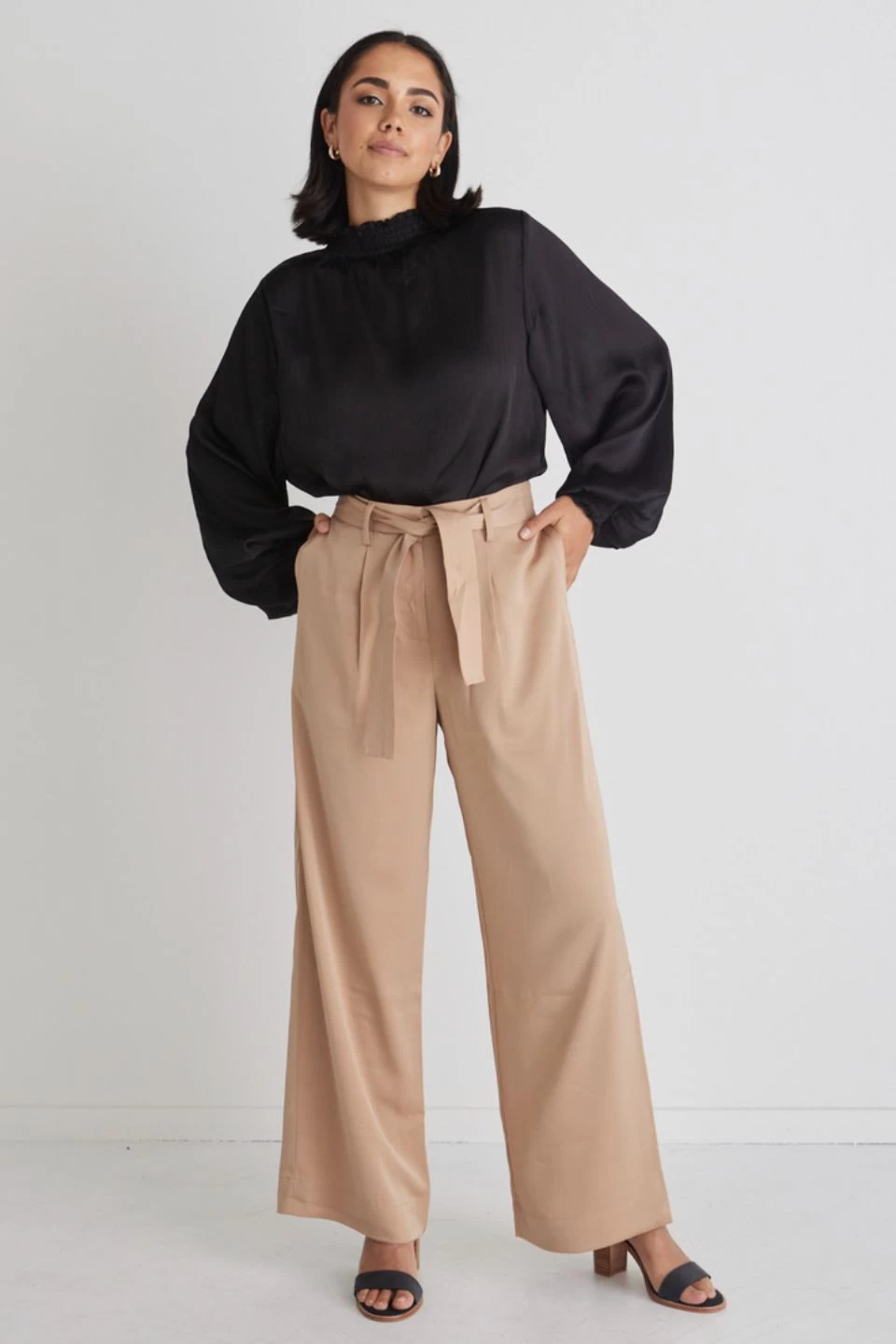 Seductive Champagne Satin Wide Leg Satin Pants 4 Seductive Champagne Satin Wide Leg Satin Pants - Image 2