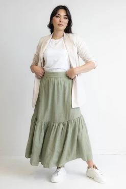 Hope Sage Linen Tiered Midi Skirt -Fashion Clothing Store 374BA4BC 40A9 45A9 976D 5B3E28EDA06C 1 201 a