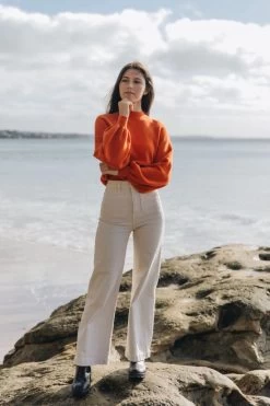 Motivation Blood Orange Cotton Fine Knit Boxy Jumper