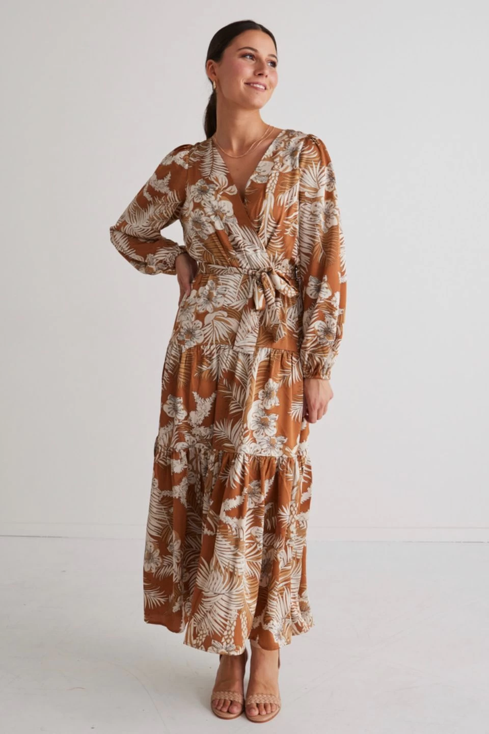 Twilight Rust Floral LS Tiered Maxi Dress 4 Twilight Rust Floral LS Tiered Maxi Dress - Image 2