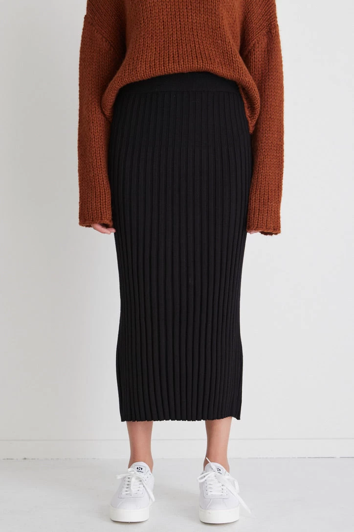 Lime Light Black Rib Knit Skirt 4 Lime Light Black Rib Knit Skirt - Image 2