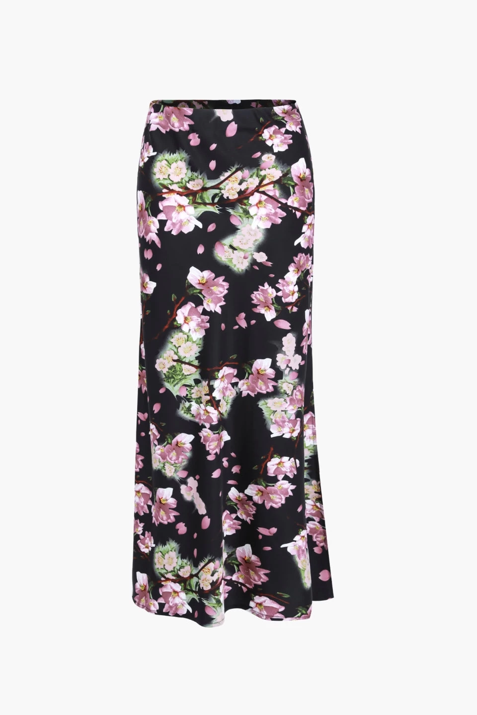 Serpentine Black Floral Satin Bias Cut Midi Skirt 8 Serpentine Black Floral Satin Bias Cut Midi Skirt - Image 6