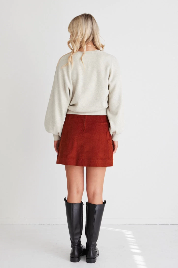 Credible Rust Cord Mini Skirt 6 Credible Rust Cord Mini Skirt - Image 4