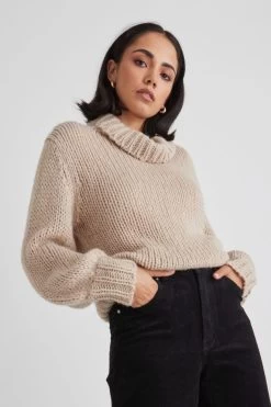 Teddy Fawn Super Chunky Roll Neck Knit