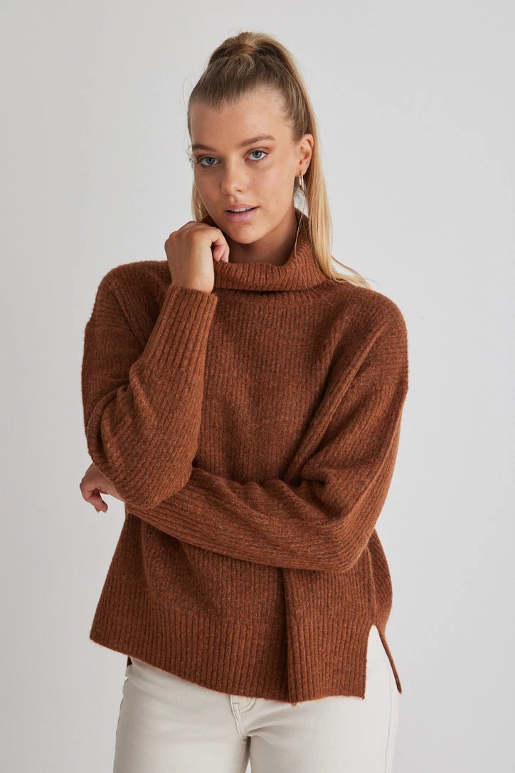 Zee Copper Roll Neck Chunky Knit Jumper 3 Zee Copper Roll Neck Chunky Knit Jumper
