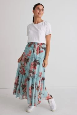 Zoe Blue Palms Elastic Waist Tiered Midi Skirt 10 Zoe Blue Palms Elastic Waist Tiered Midi Skirt -Fashion Clothing Store 4F9B8361 57B8 4E72 8892 2D57F7CE71DB 1 201 a