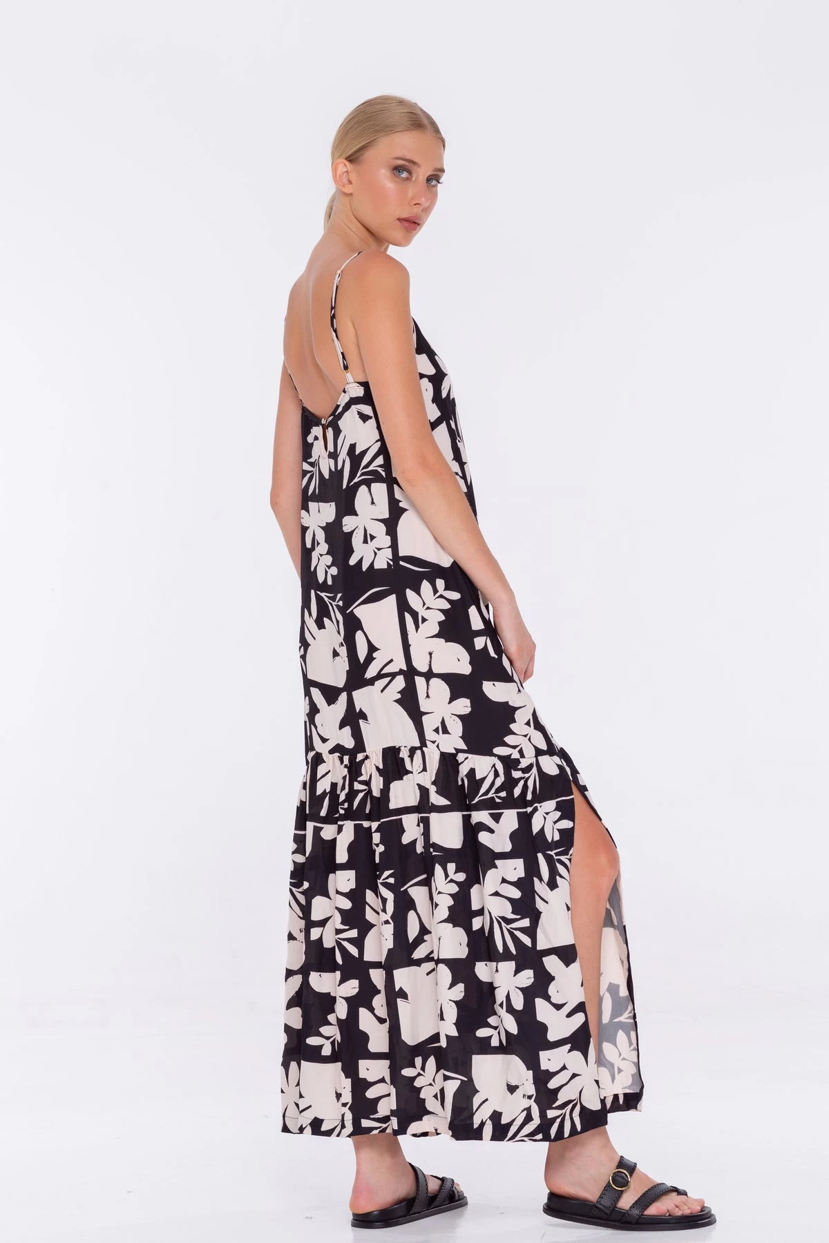 Dallas Black Natural Flower Maxi Dress 4 Dallas Black Natural Flower Maxi Dress - Image 2