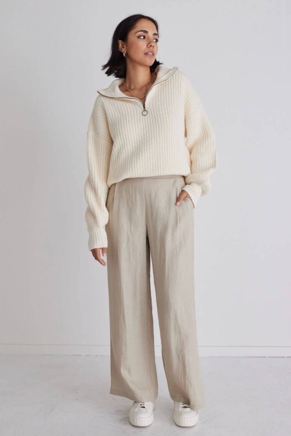 Guardian Stone Elastic Back Flat Pleat Front Wide Leg Linen Pant 3 Guardian Stone Elastic Back Flat Pleat Front Wide Leg Linen Pant