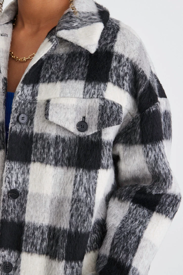 Seattle Black Check Textured Teddy Jacket 5 Seattle Black Check Textured Teddy Jacket - Image 3