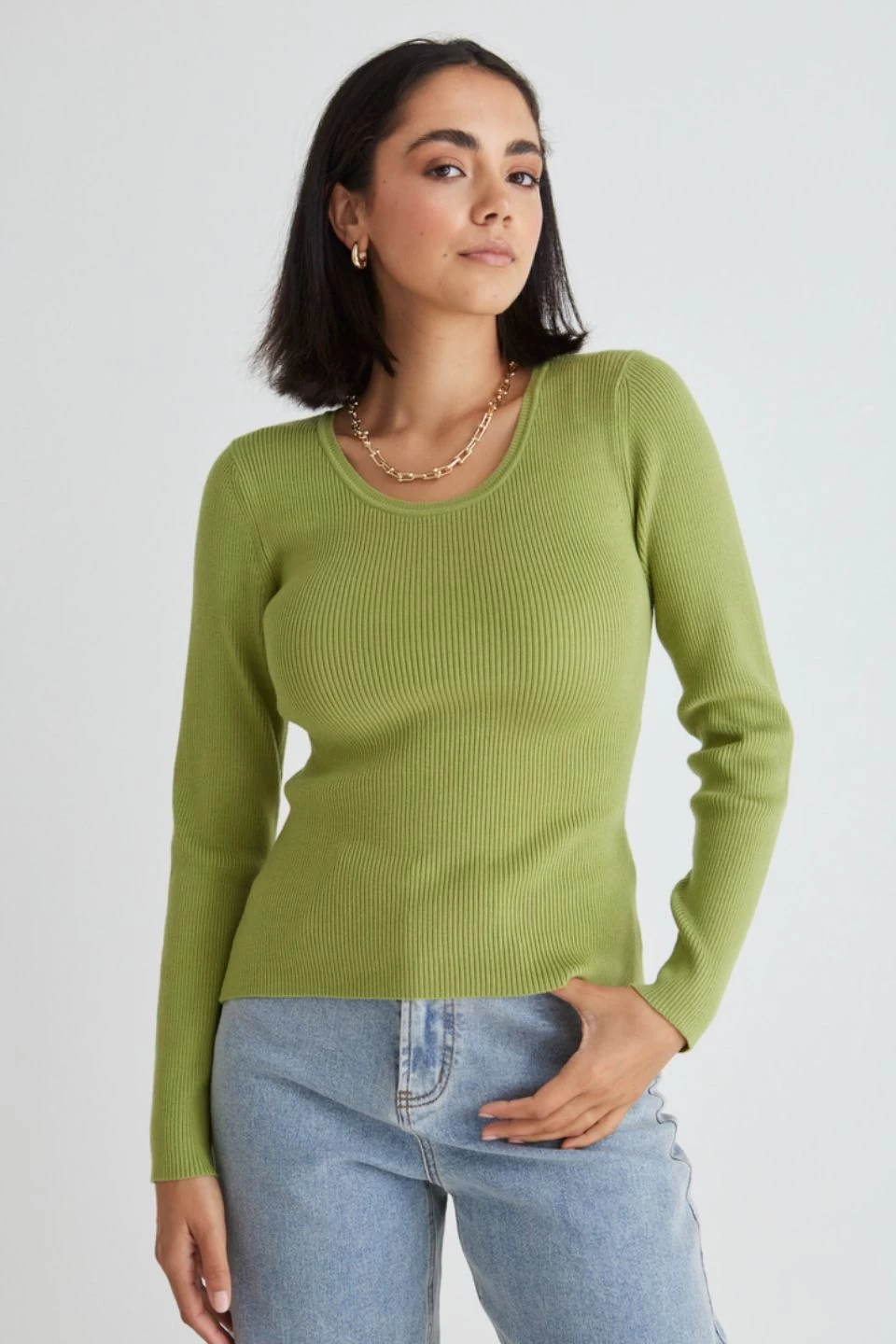Radiant Laurel Green LS Rib Knit Top 4 Radiant Laurel Green LS Rib Knit Top - Image 2