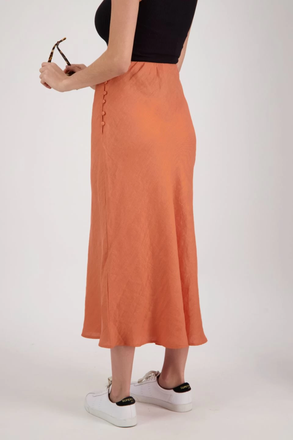 Utopia Rust Linen Bias Cut Midi Skirt 8 Utopia Rust Linen Bias Cut Midi Skirt - Image 6