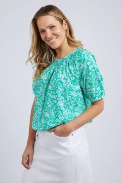 Bloom Emerald Floral Top -Fashion Clothing Store 5522007.GRN 4 1