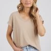 Manly Oatmeal V Neck Tee