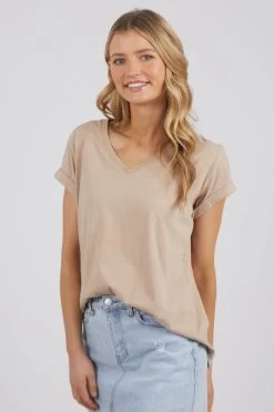 Manly Oatmeal V Neck Tee -Fashion Clothing Store 55X0183.OAT 4 1