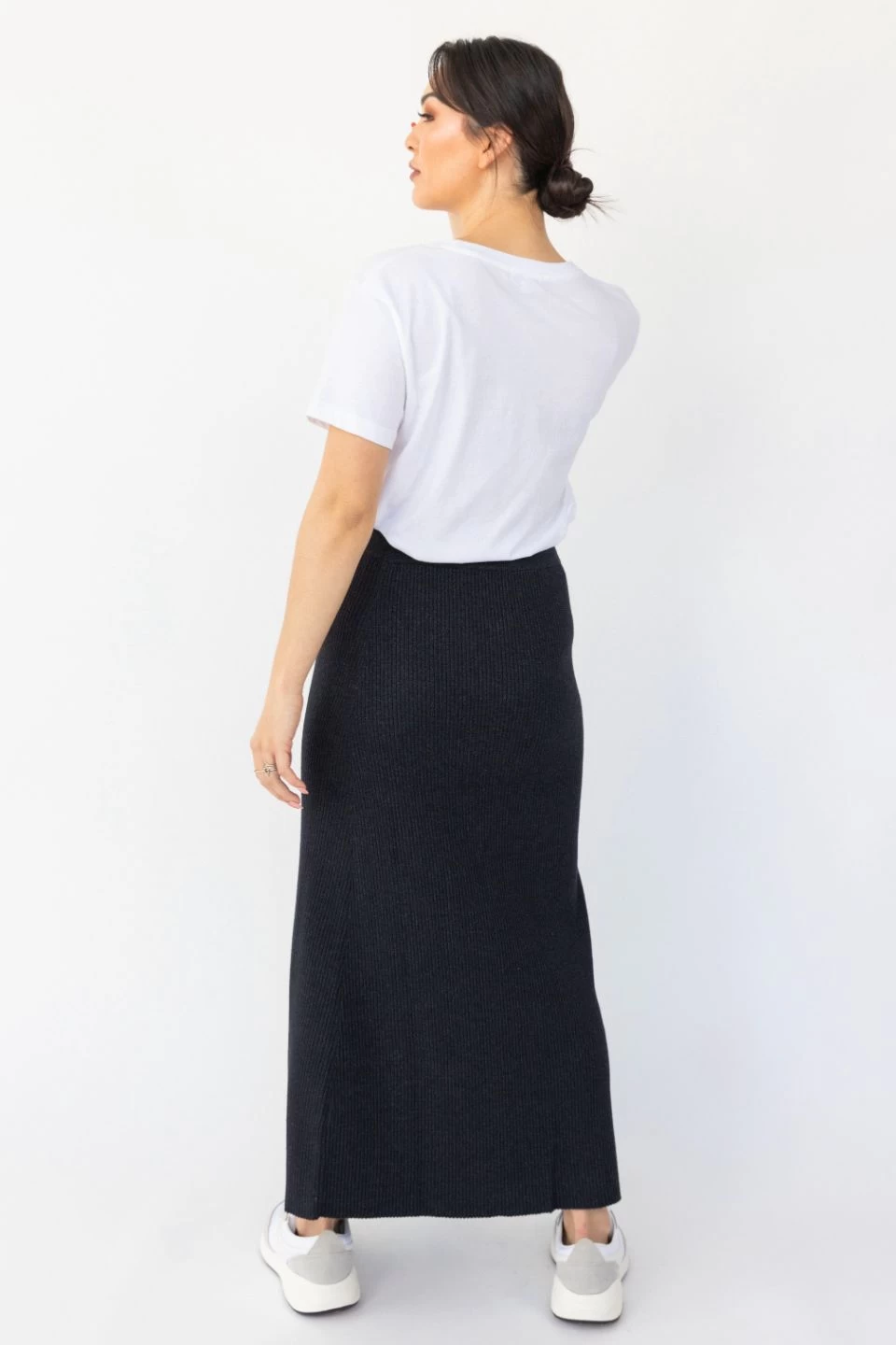 Tabitha Charcoal Marle A Line Rib Knit Midi Skirt 6 Tabitha Charcoal Marle A Line Rib Knit Midi Skirt - Image 4