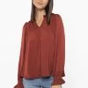 Funtimes Rust Satin Shirred LS Top 2 Funtimes Rust Satin Shirred LS Top -Fashion Clothing Store 5A706F48 9818 4094 A01F F4108434C130 1 105 c