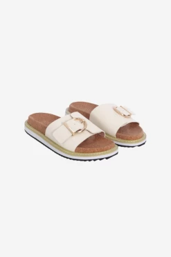 NUDE Nellie Cream Buckle Slide