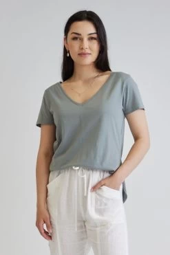 Respect Relaxed Seagrass V Neck Organic Tee