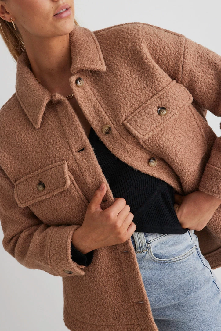 Pinot Tan Teddy Oversized Shacket 5 Pinot Tan Teddy Oversized Shacket - Image 3