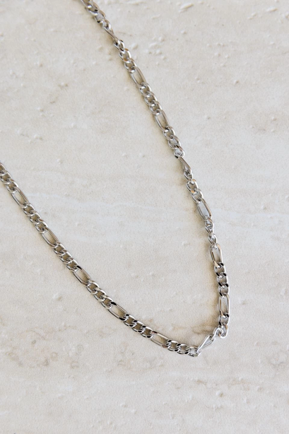 Figaro Boyfriend Rhodium Chain Necklace 4 Figaro Boyfriend Rhodium Chain Necklace - Image 2