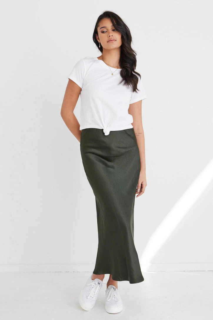Ivy Forest Satin Bias Midi Skirt 4 Ivy Forest Satin Bias Midi Skirt - Image 2