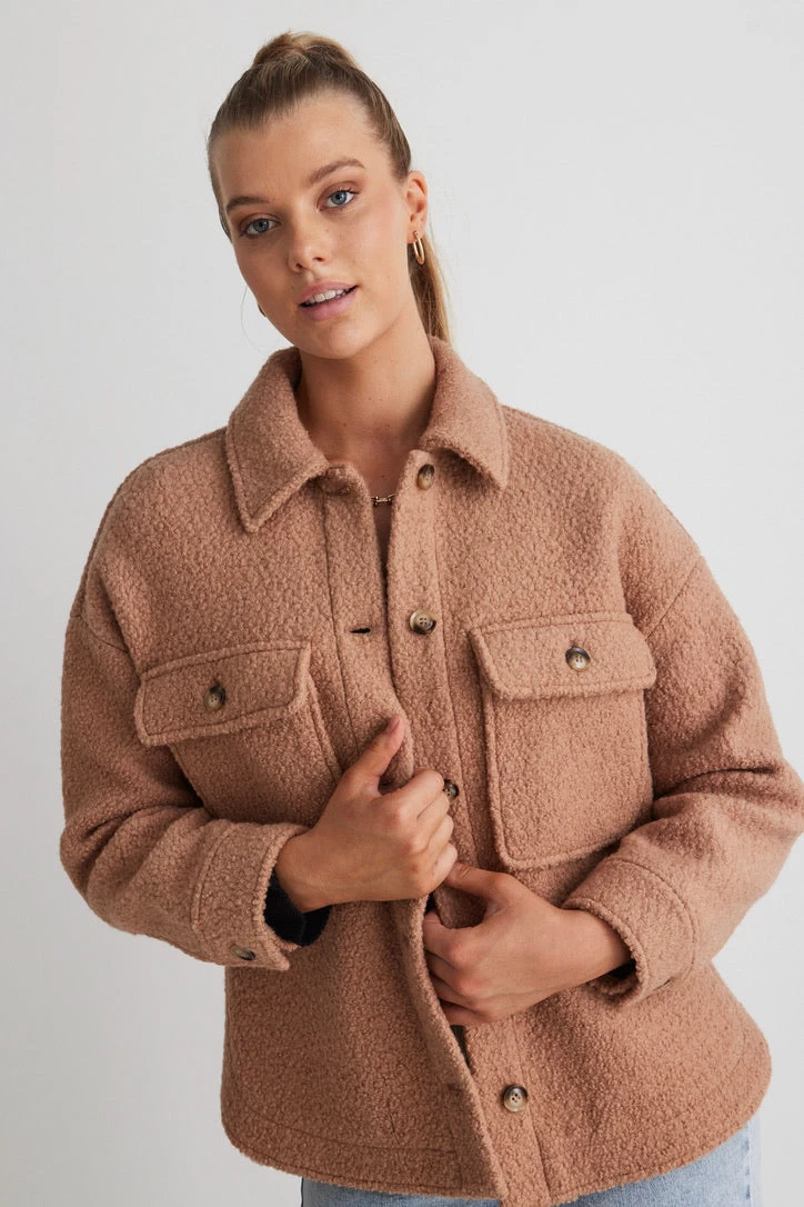 Pinot Tan Teddy Oversized Shacket 6 Pinot Tan Teddy Oversized Shacket - Image 4