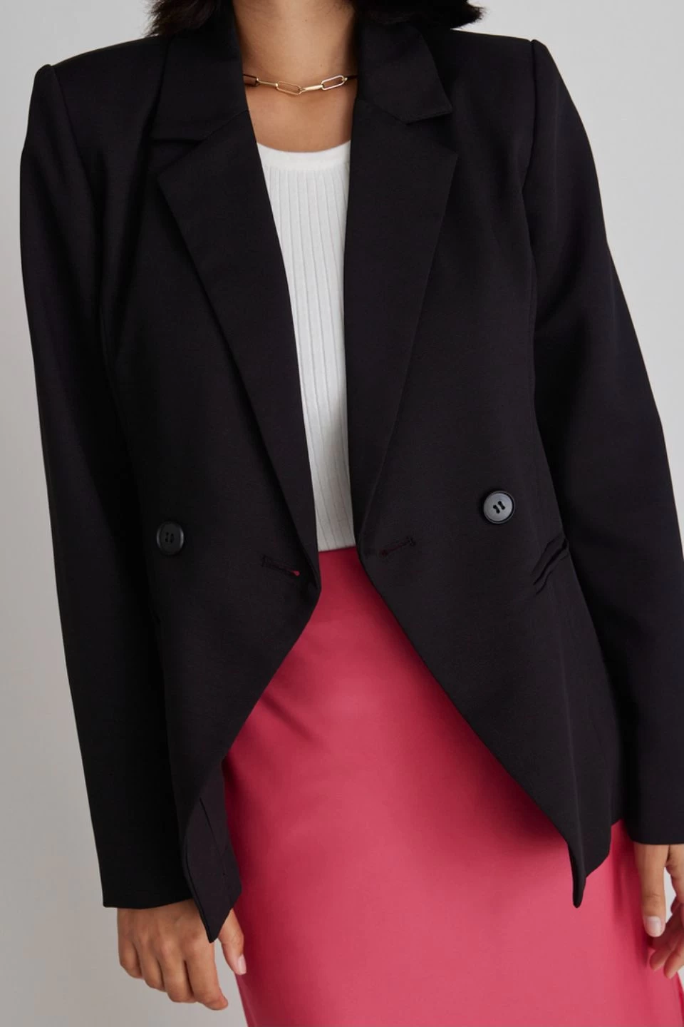 Harper Black Textured Plain Double Breasted Blazer 5 Harper Black Textured Plain Double Breasted Blazer - Image 3