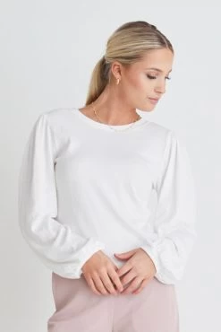 Annabelle Winter White Puff Sleeve Soft Textured Knit Top -Fashion Clothing Store 6DC958DC 0FB4 4605 B7AE 816758C9C30B 1 201 a